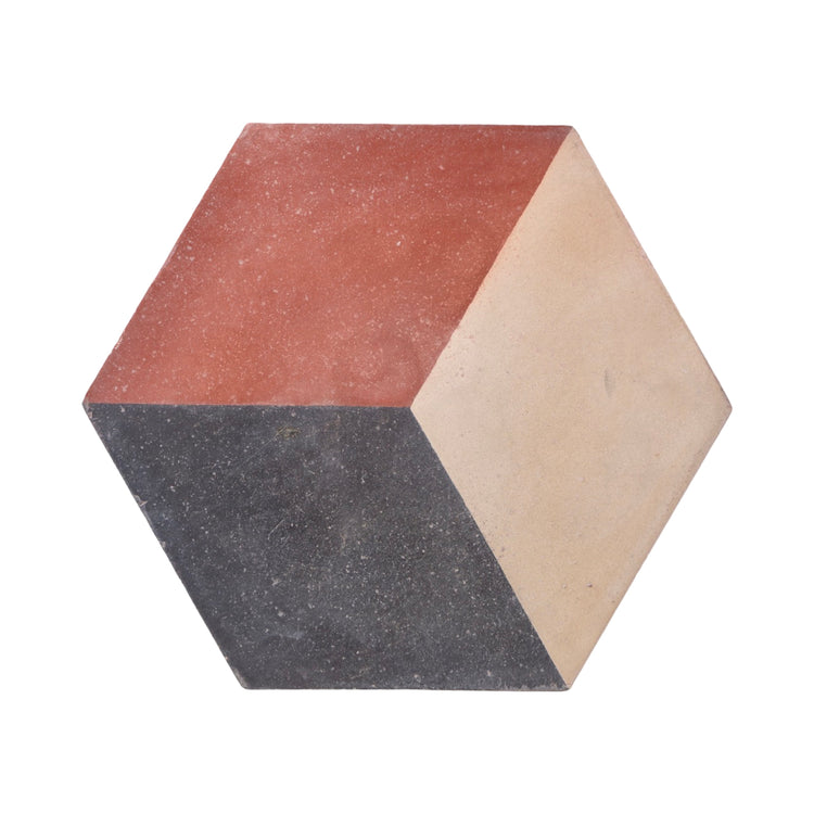 Reclaimed French Encaustic Hexagonal Geometric Concrete Tile