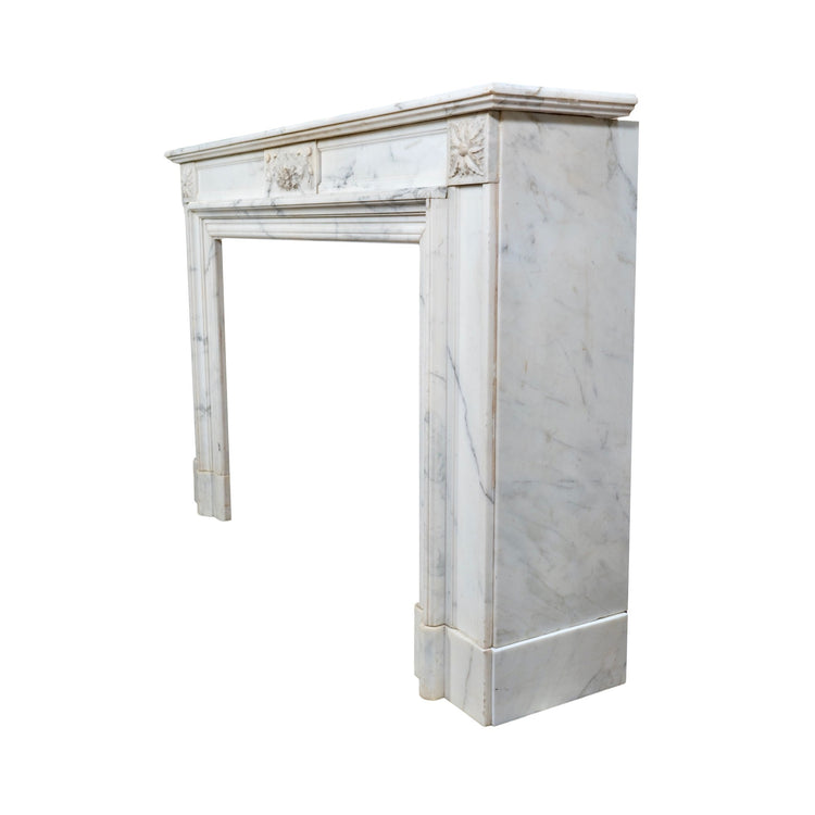 Antique French White Veined Carrara Marble Mantel