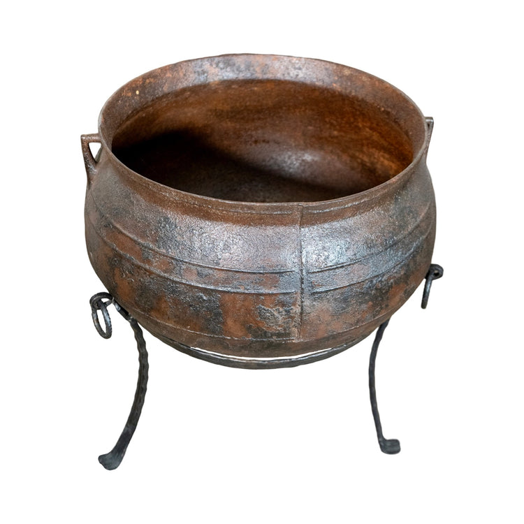 Pair of Antique French Cast Iron Cauldron Planters