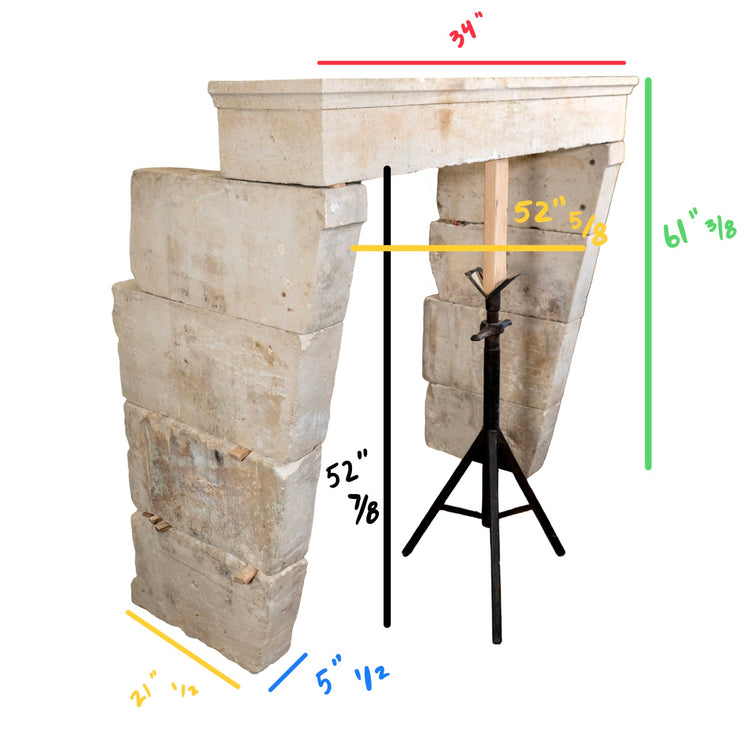 Antique French Limestone Mantel (M-VYJL)
