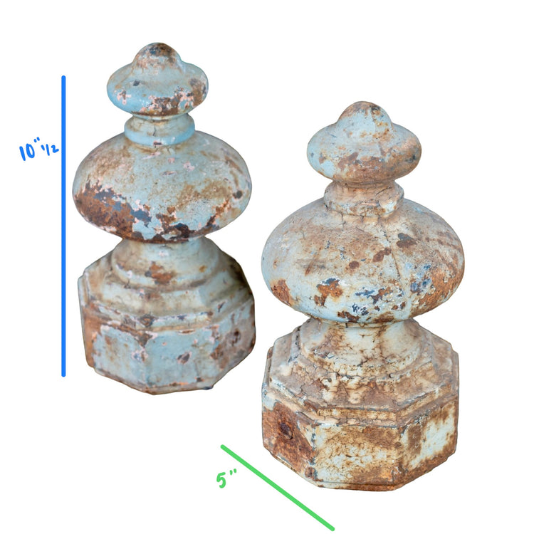 Pair of Antique French Rustic Iron Finials (GE-GYWB)