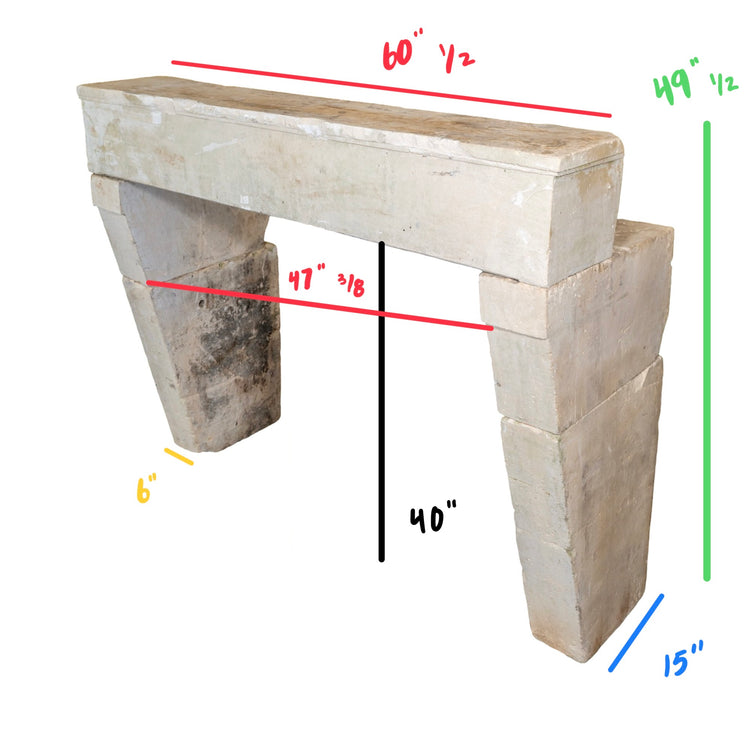 Antique French Limestone Mantel (M-KYRB)