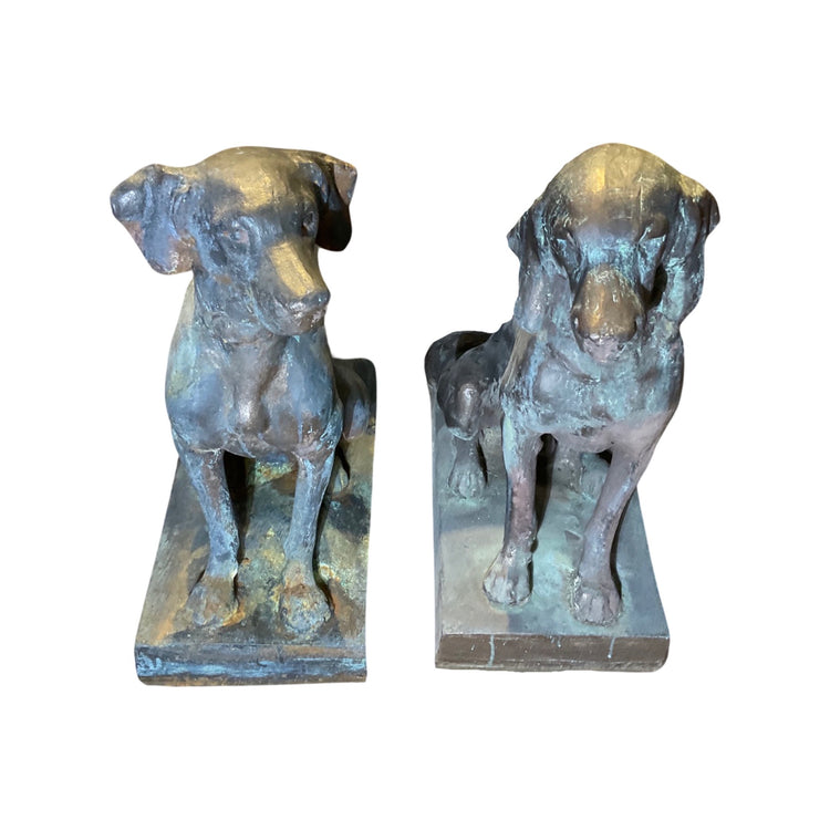 Pair of French Iron Dog Sculptures