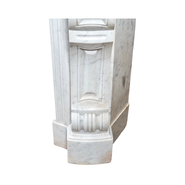 Antique French White Veined Carrara Marble Mantel