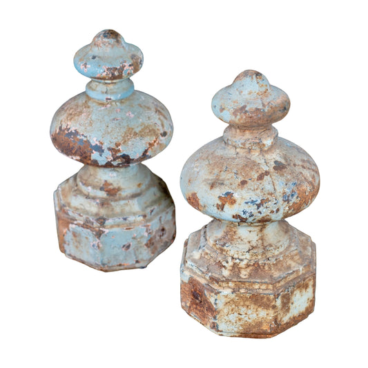 Pair of Antique French Rustic Iron Finials (GE-GYWB)
