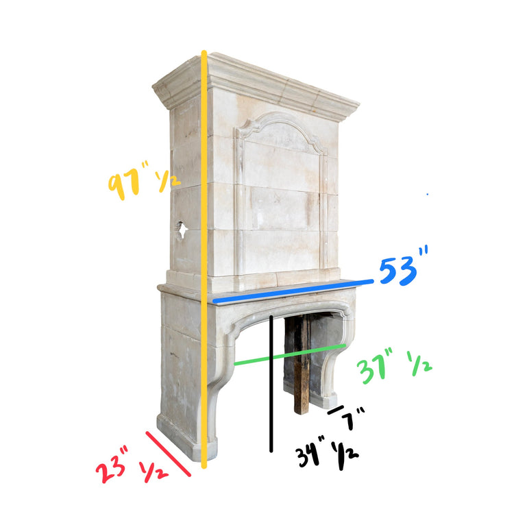 Antique French Limestone Fireplace Mantel