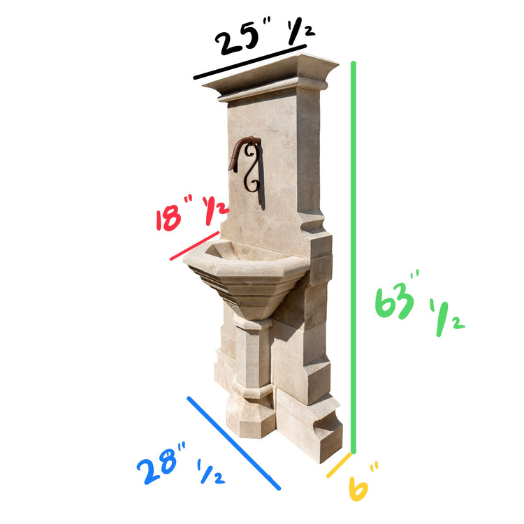 Contemporary French Limestone Wall Fountain