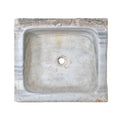Antique French White Carrara Marble Square Sink (S-MDHU)