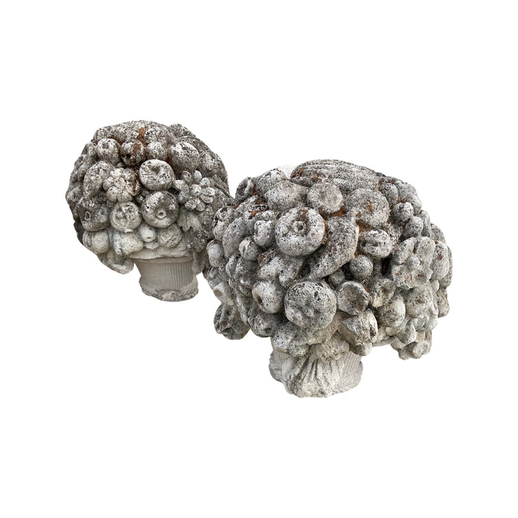Pair of French Limestone Bouquet Sculptures
