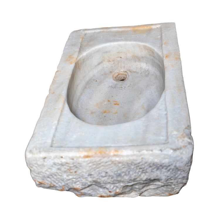 Antique French White Carrara Marble Rectangular Sink