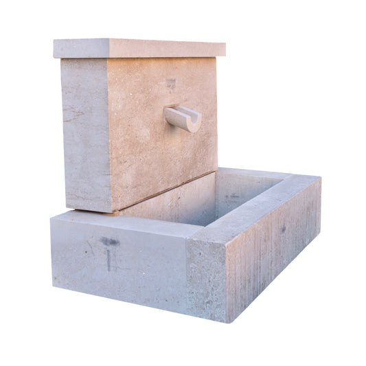 Contemporary French Limestone Geometric Wall Fountain (FM200)