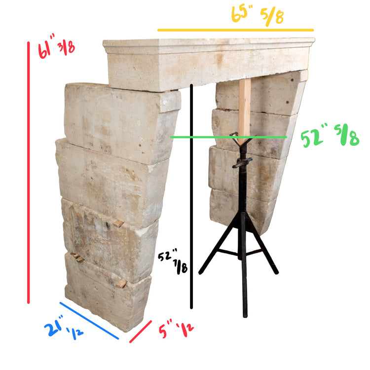 Antique French Limestone Mantel (M-VYJL)