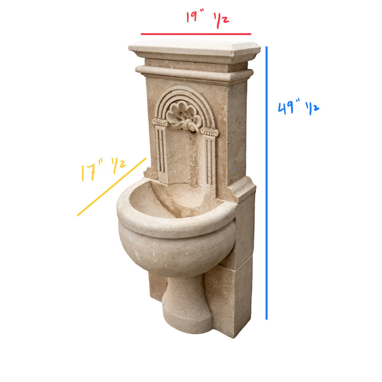 Contemporary French Limestone Wall Fountain