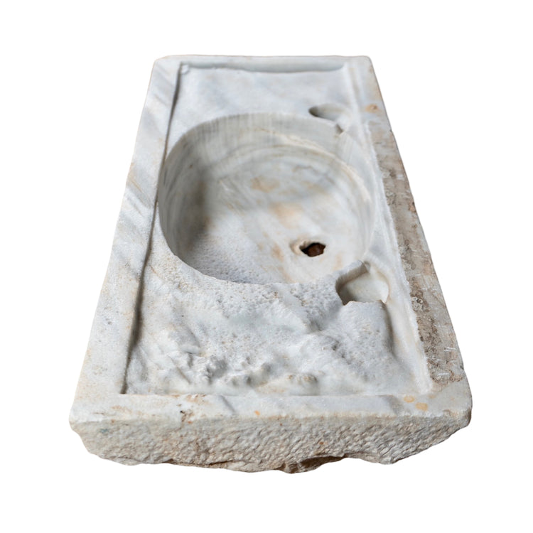 Antique French White Carrara Marble Rectangular Sink