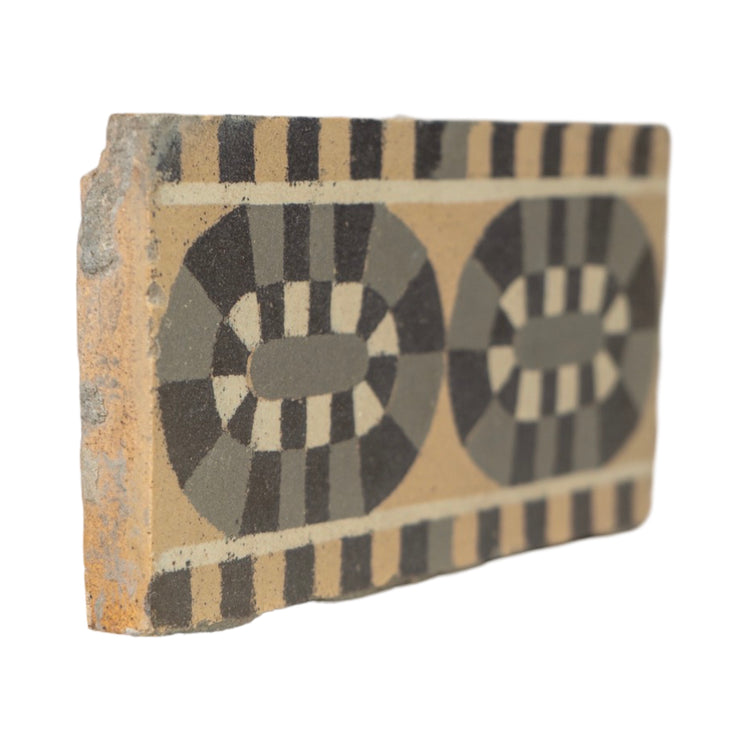 Reclaimed French Encaustic Geometric Concrete Border Tile