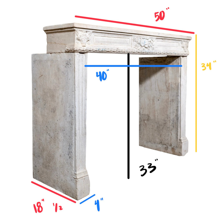 Antique French Limestone Mantel (M-PNJK)