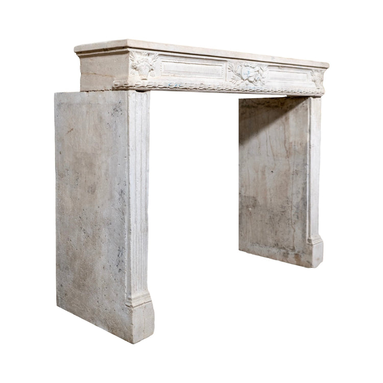 Antique French Limestone Mantel (M-PNJK)