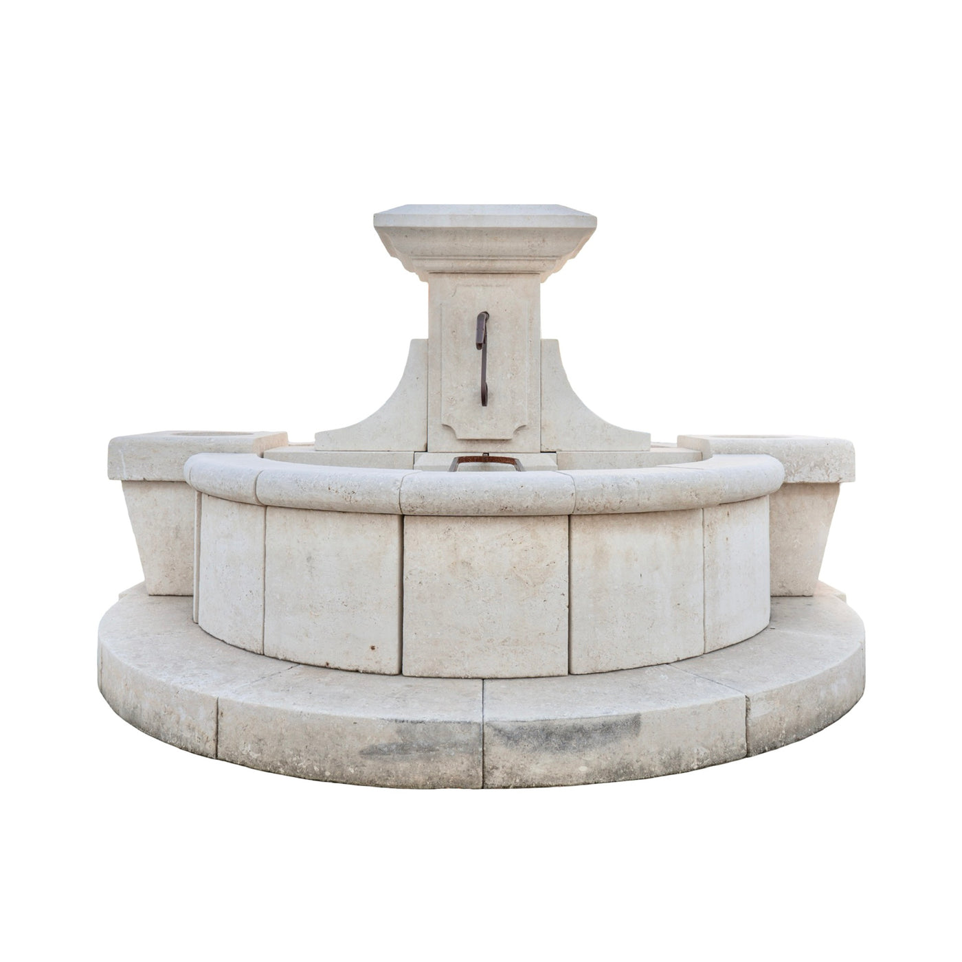 Contemporary French Limestone Central Fountain with Floral Basins (FO132)
