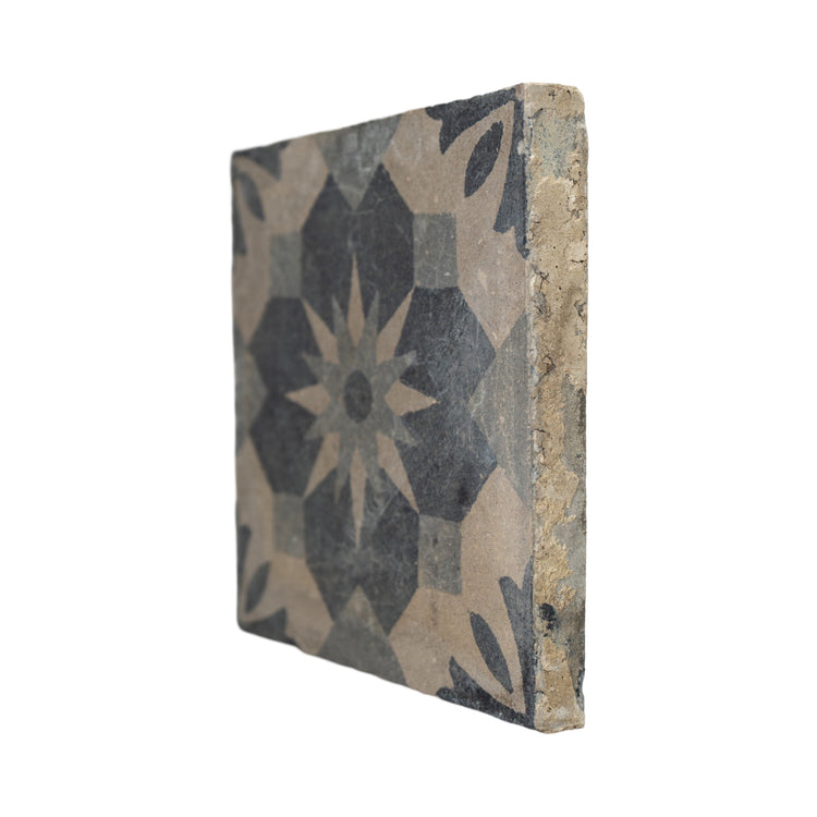 Reclaimed French Encaustic Geometric Concrete Tile