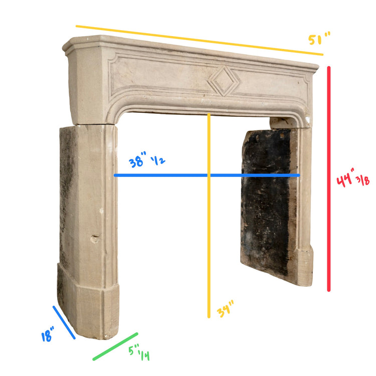 Antique French Limestone Mantel (M-KFEC)