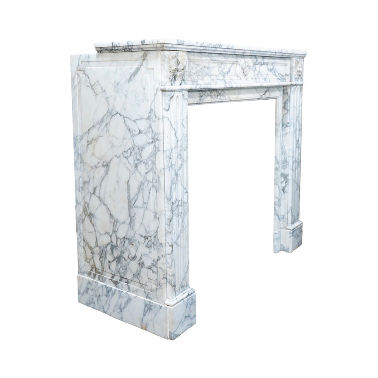 Antique French White Carrara Marble Mantel