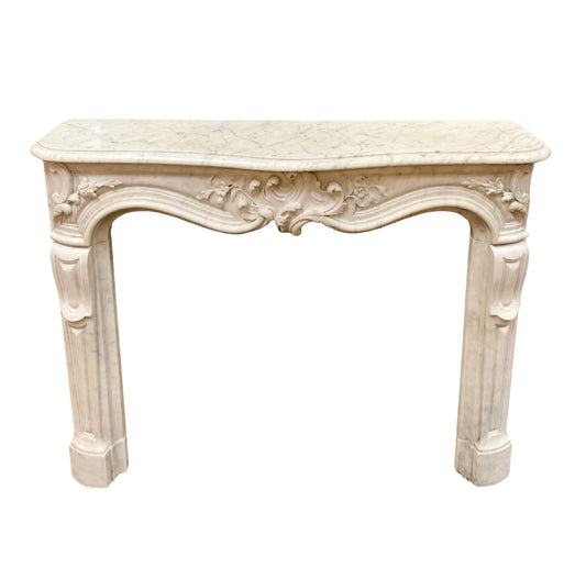 Antique French Carrara Marble Mantel (M-TFDS)