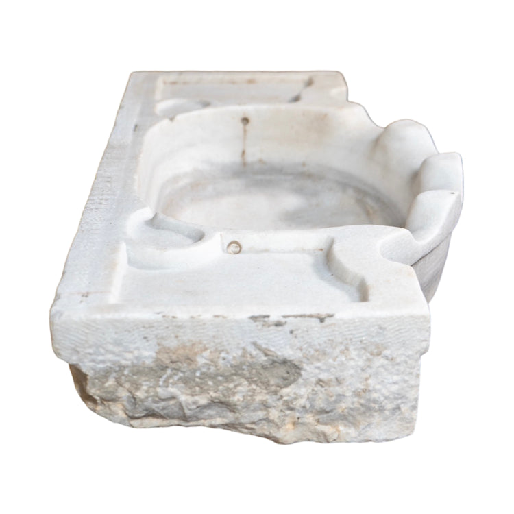 Antique French White Carrara Marble Rectangular Petite Sink