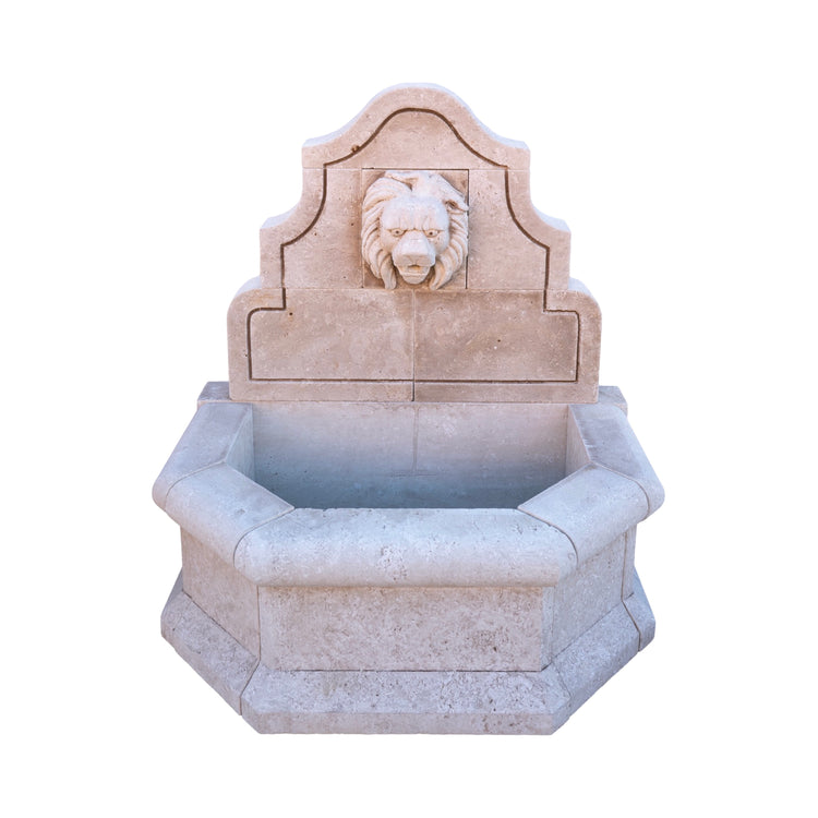 Contemporary French Limestone Lion Wall Fountain (FO100)