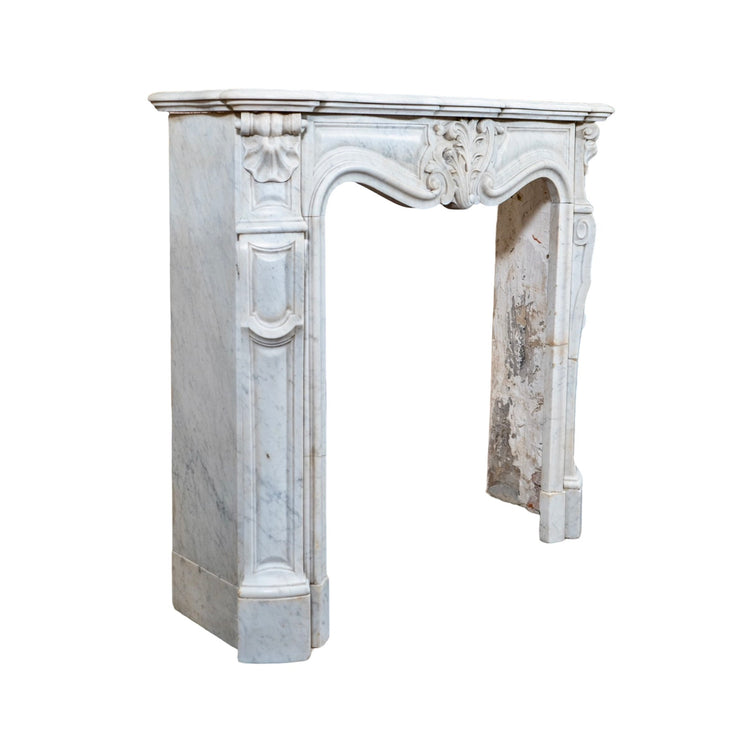 Antique Italian White Carrara Marble Mantel