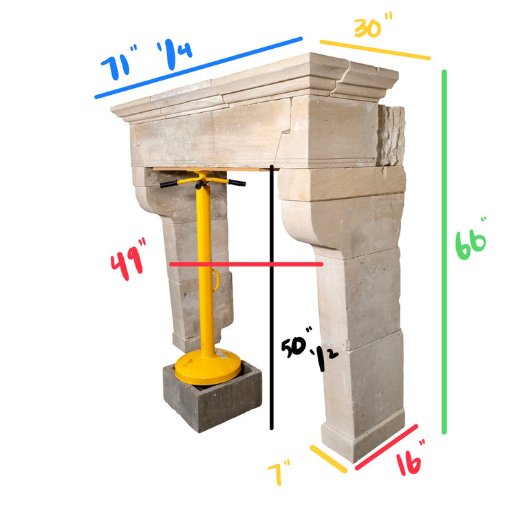 Antique French Limestone Mantel