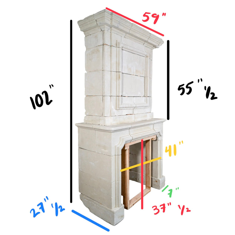 Antique French Limestone Mantel