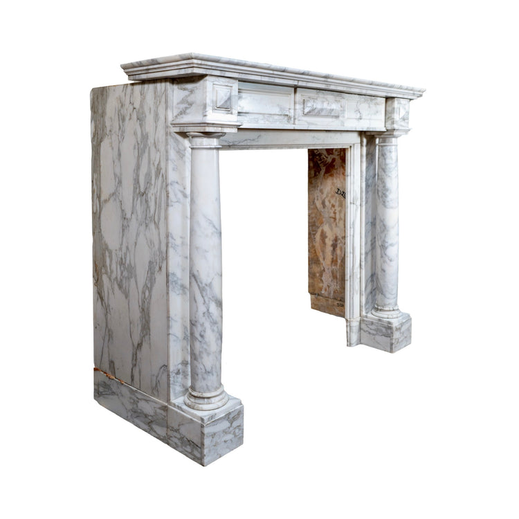 Antique French Arabescato Marble Mantel