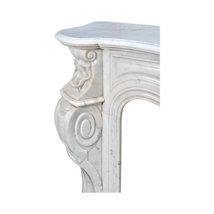 Antique French White Veined Carrara Marble Mantel