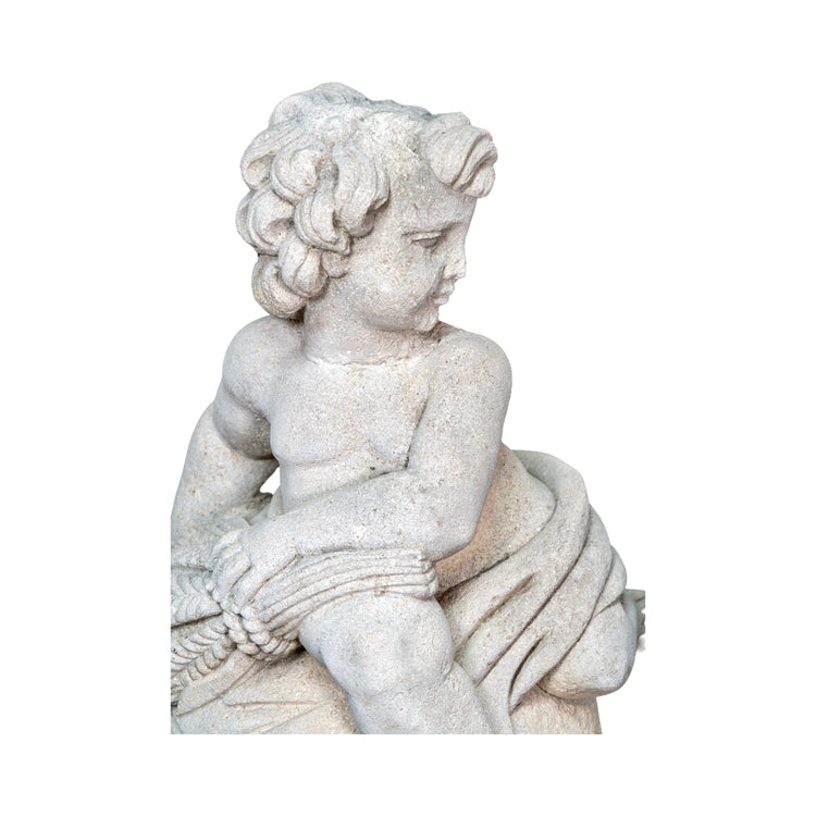 Antique French Limestone Putti Sculpture