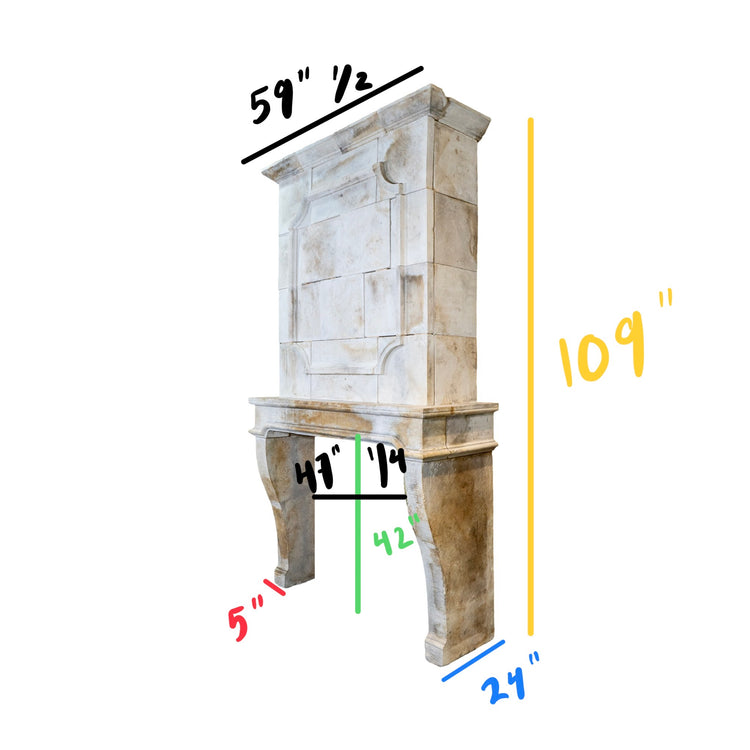 Antique French Limestone Fireplace Mantel