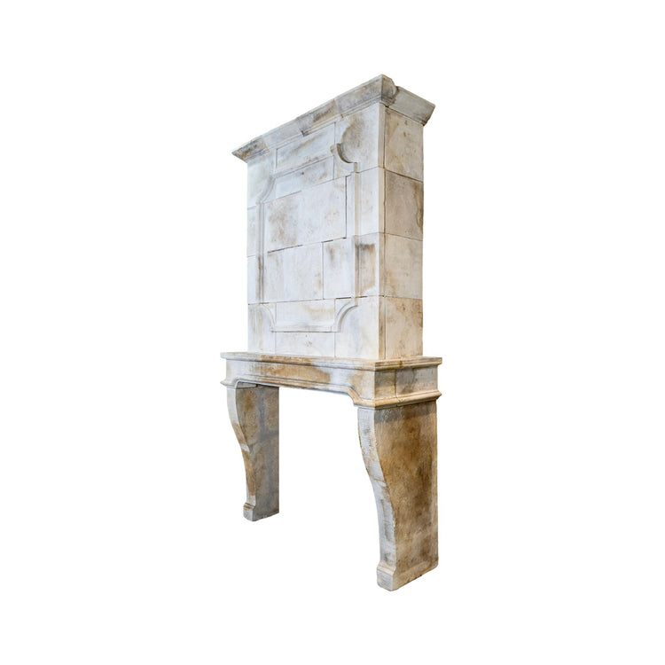 Antique French Limestone Fireplace Mantel