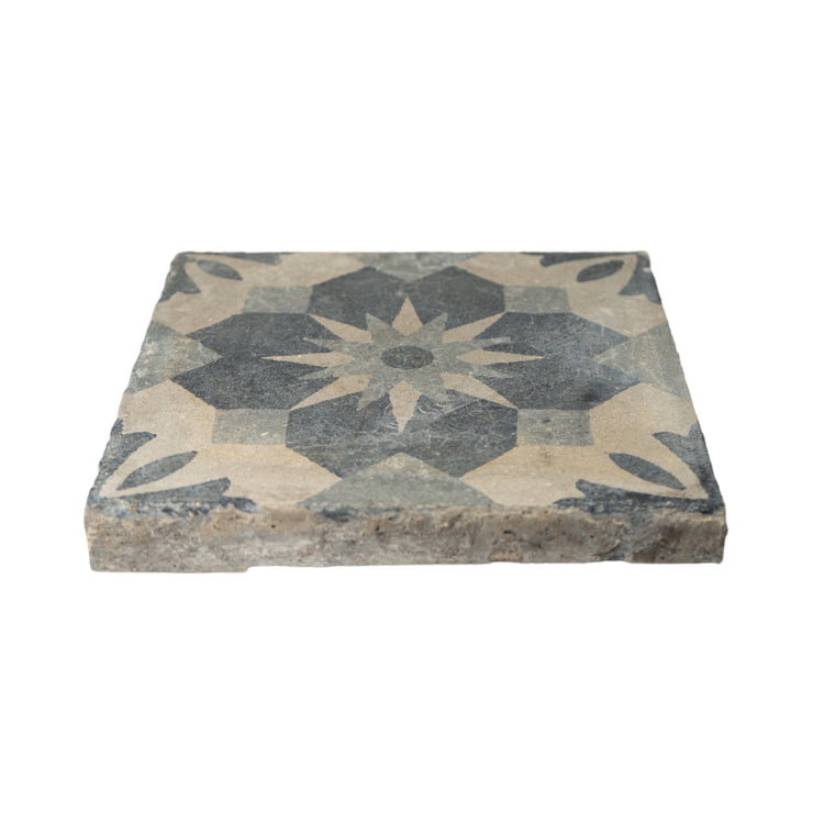 Reclaimed French Encaustic Geometric Concrete Tile