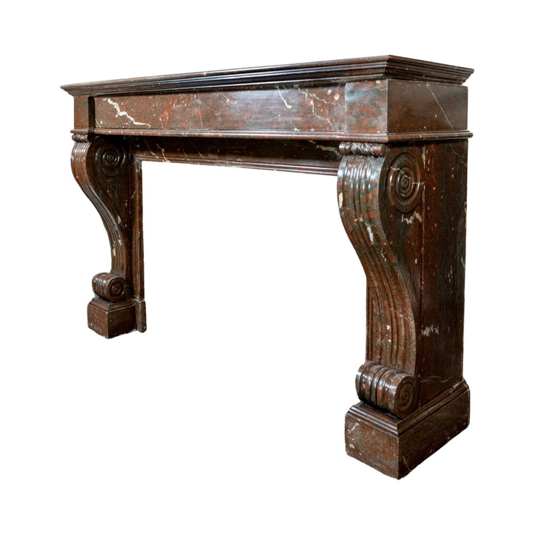 French Red Griottee Marble Mantel