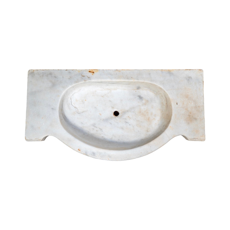 Antique French White Carrara Marble Rectangular Sink