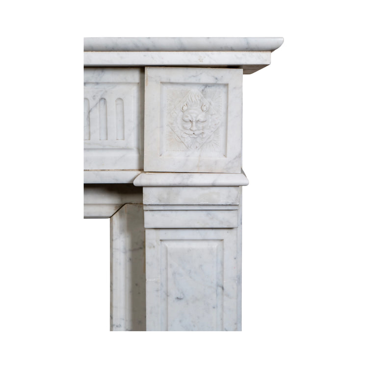 Antique French White Carrara Marble Mantel (M-LUTC)