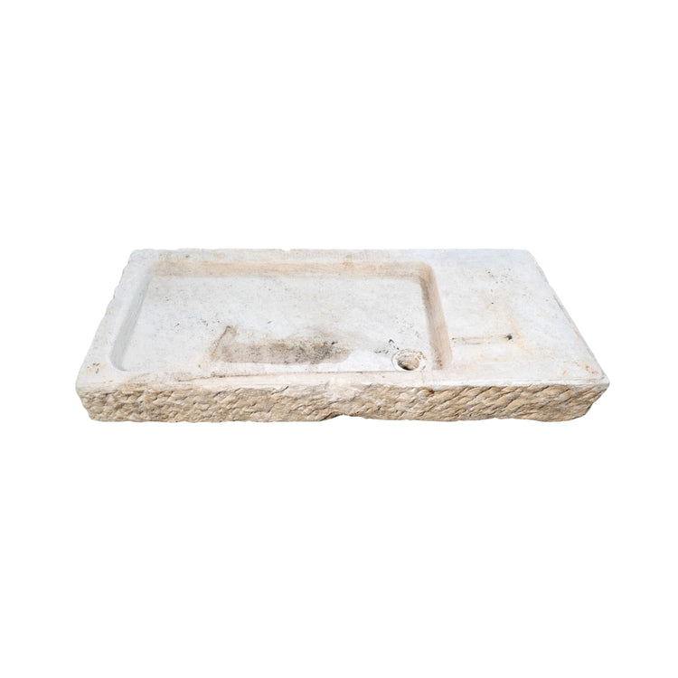 Antique French Burgundy Limestone Low-line Sink (S-AJTR)