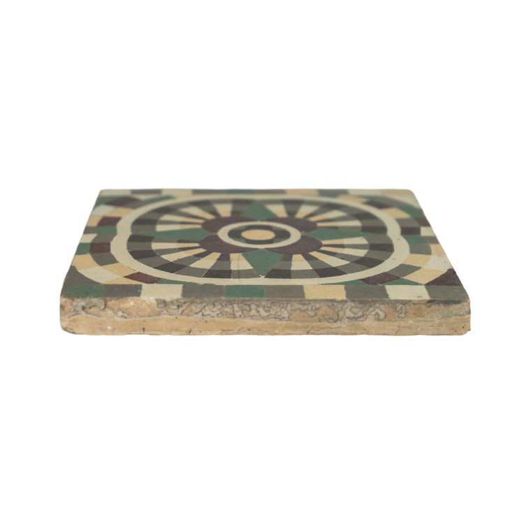 Reclaimed French Encaustic Geometric Concrete Tile