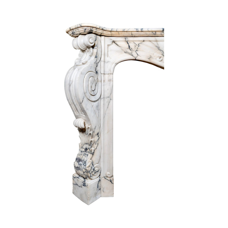 Antique French Statuario Marble Mantel