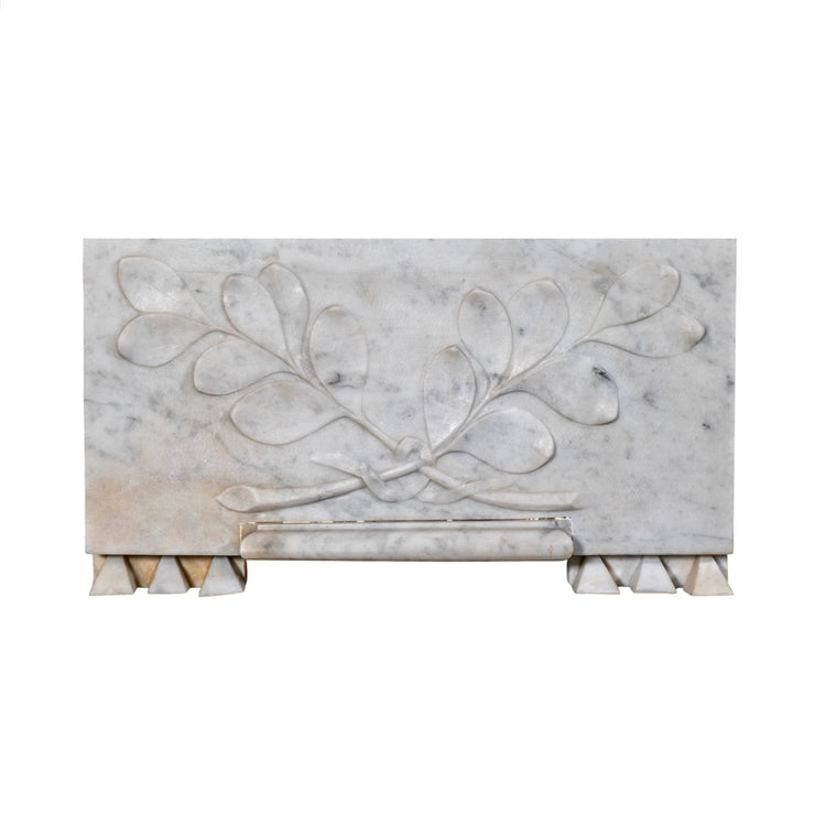 Antique French White Carrara Marble Mantel (M-EVLC)