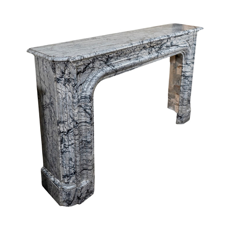 Antique French Bleu Fleuri Marble Mantel