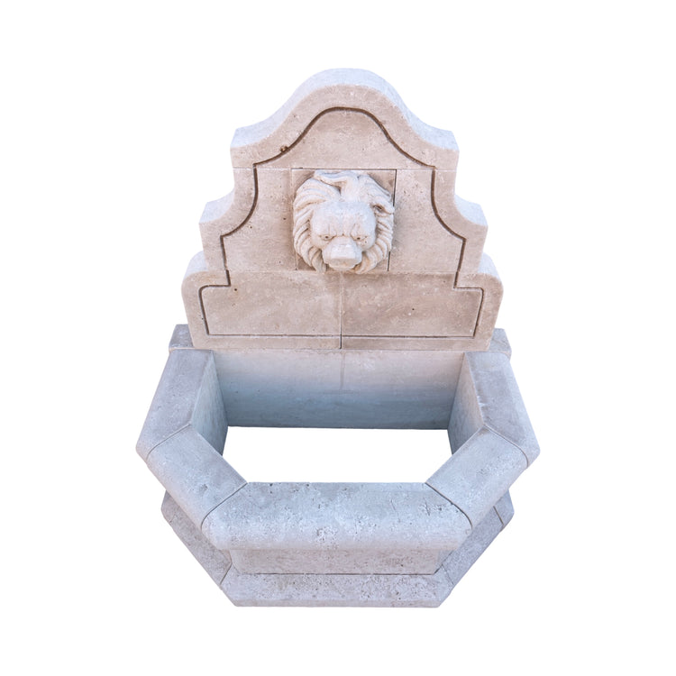 Contemporary French Limestone Lion Wall Fountain (FO100)