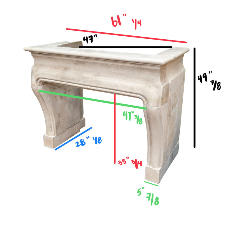 Antique French Limestone Mantel (M-EYZV)