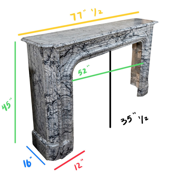 Antique French Bleu Fleuri Marble Mantel