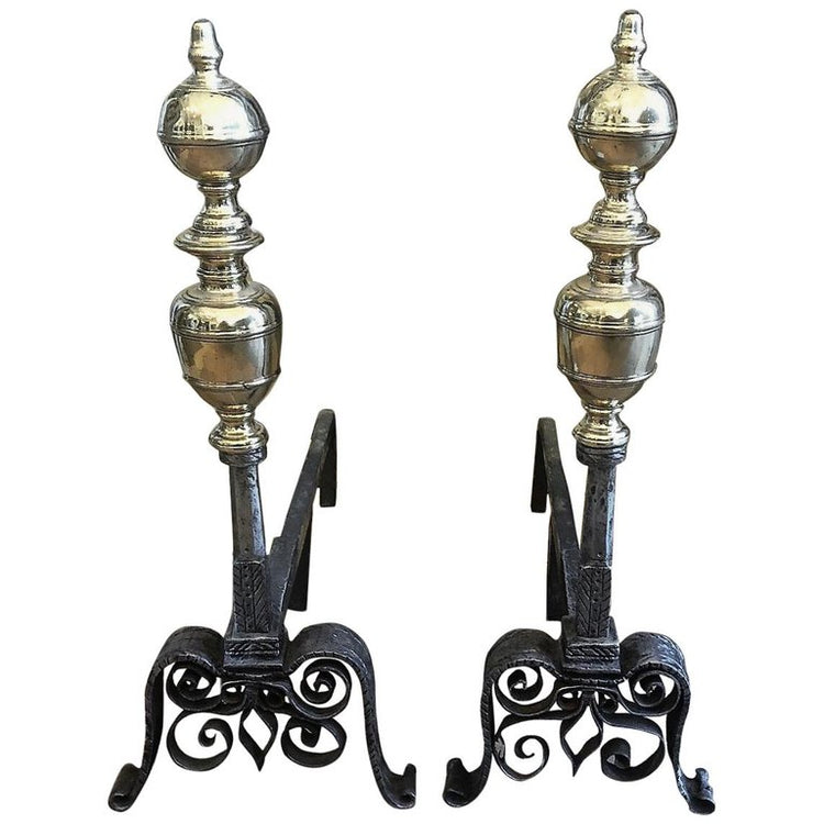 Pair of French Brass Andirons