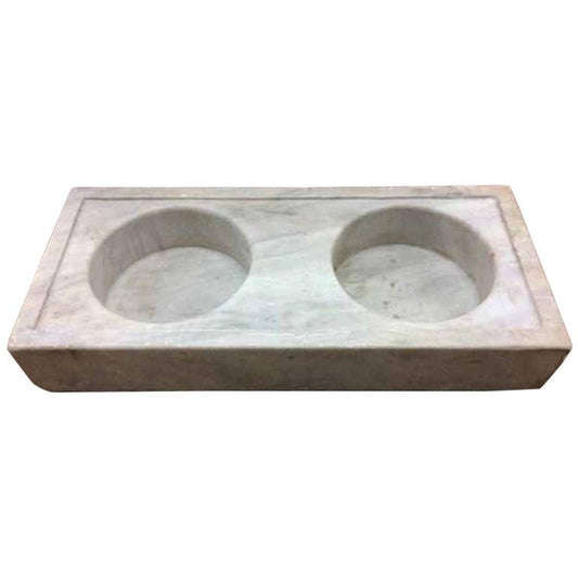 French Double Basin White Marble Sink